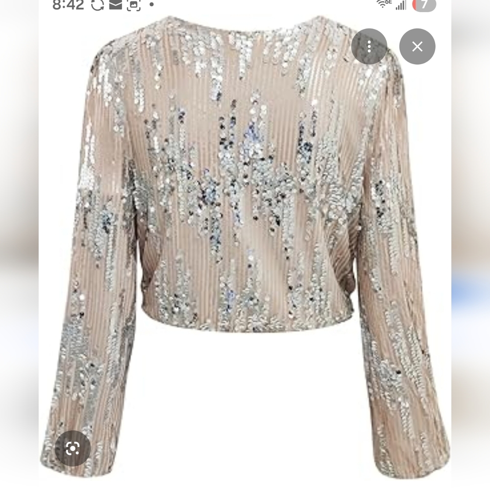 Madden Girl Sparkling Silver Sequin Blouse